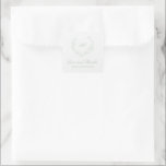 Sticker Carré Sage Green Wreath Monogramme Mariage élégant<br><div class="desc">Des autocollants élégants pour mariage avec un design propre et intemporel avec votre monogramme à l'intérieur d'une crête de couronne avec le message "amour et merci" et vos noms.</div>