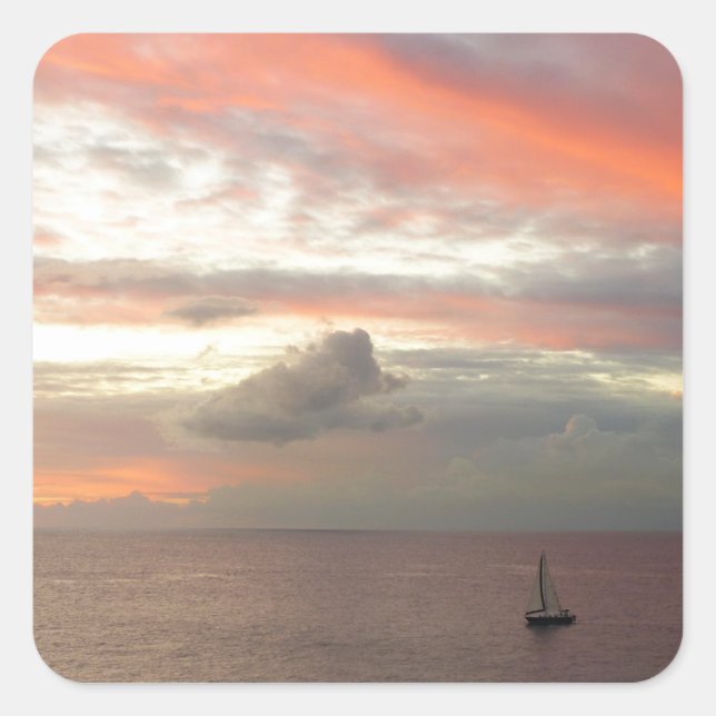 Sticker Carré Sailboat de Sunset Beautiful (Devant)