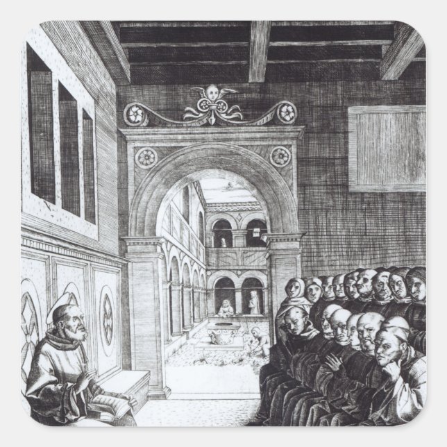 Sticker Carré Saint Benoît Prêcher dans le monastère (Devant)