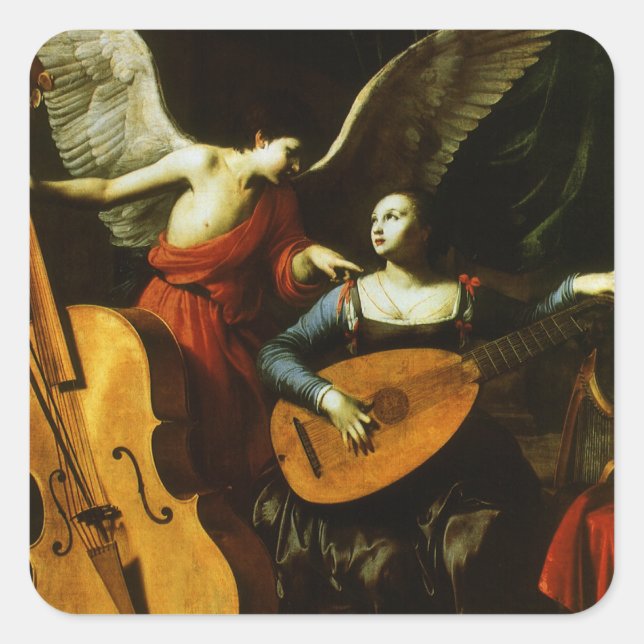 Sticker Carré Saint Cecilia et l'ange par Carlo Saraceni (Devant)