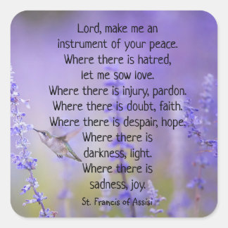 Sticker Carré Saint François d'Assise Lavande de prière Florale