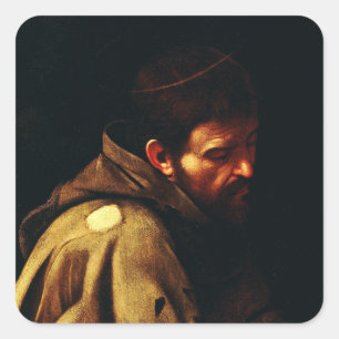 Sticker Carré Saint François d'Assise par Le Caravage Art baroqu