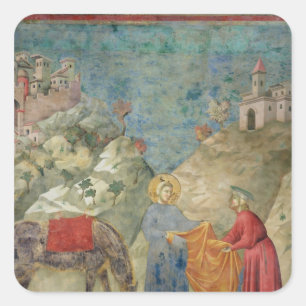 Sticker Carré Saint François donne son manteau à un étranger