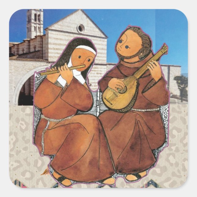 Sticker Carré Saint François et Saint Clare d'Assise (Devant)