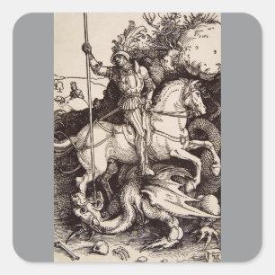 Sticker Carré Saint George et le Dragon par Durer
