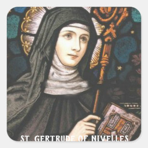 Sticker Carré Saint Gertrude de Nivelles Patron Saint des Chats