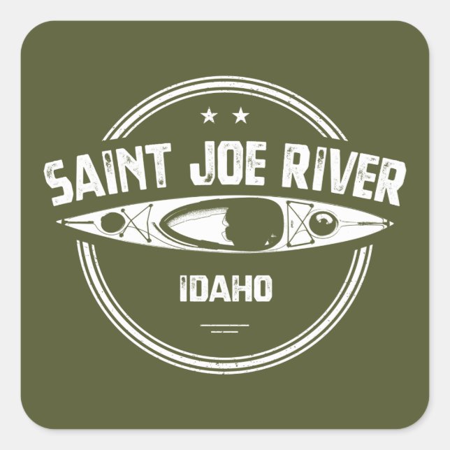 Sticker Carré Saint Joe River Idaho Kayak (Devant)