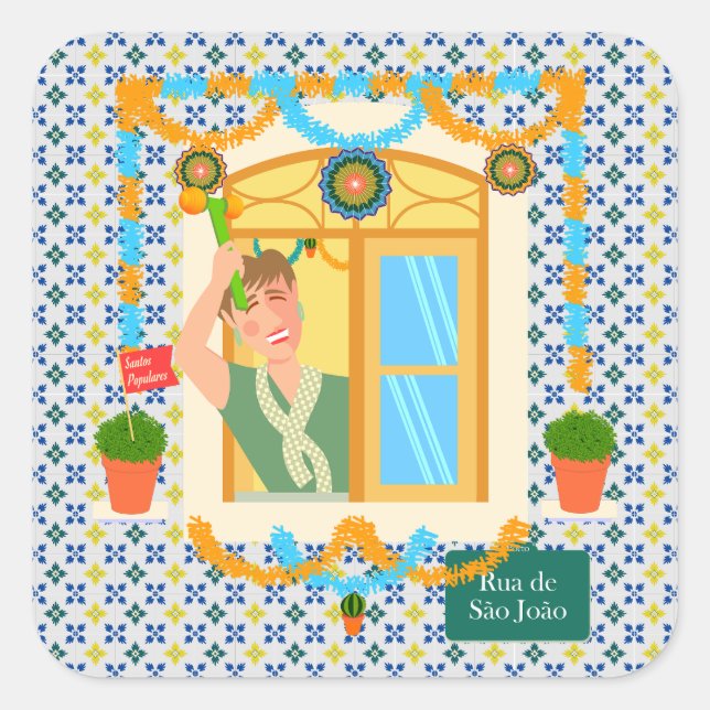 Sticker Carré Saint John Portugais Festa Voisin (Devant)