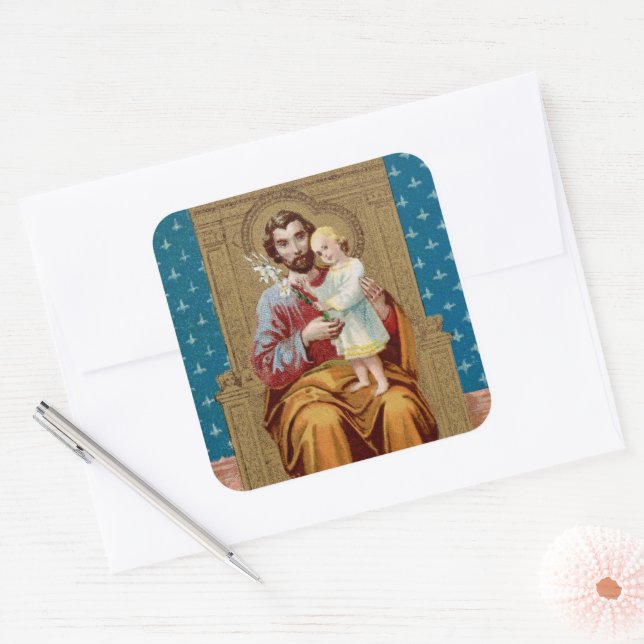 Sticker Carré Saint-Joseph avec enfant Jésus-Christ (Enveloppe)