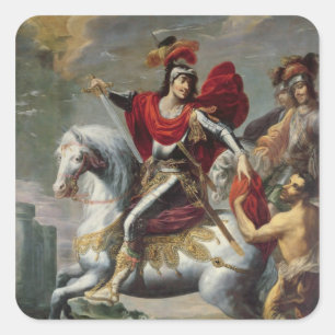 Sticker Carré Saint Martin partageant son manteau avec le mendia