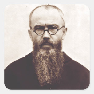 Sticker Carré Saint Maximilien Kolbe prêtre catholique polonais