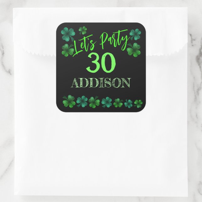 Sticker Carré Saint Patrick Day Anniversaire Faisons shamrock (Sac)