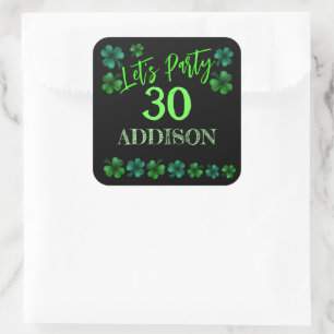 Sticker Carré Saint Patrick Day Anniversaire Faisons shamrock