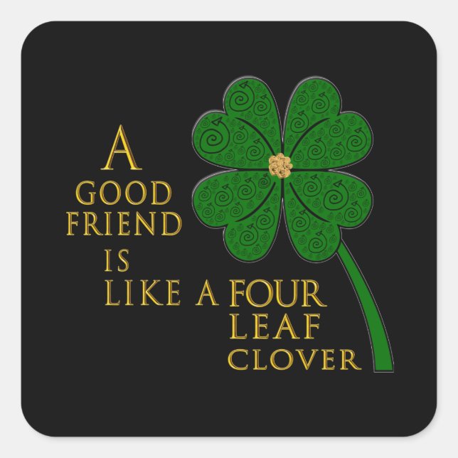 Sticker Carré Saint Patrick's Day Four Leaf Clover Good Friends (Devant)
