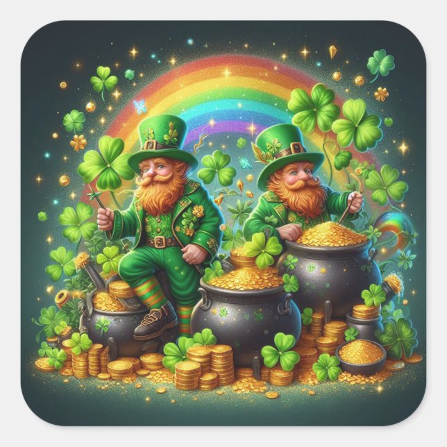 Sticker Carré Saint Patrick's Day Leprechaun's Gold (Devant)