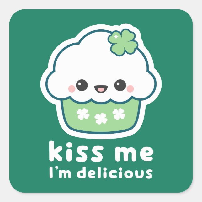 Sticker Carré Saint Patrick's Day Lucky Cupcake (Devant)