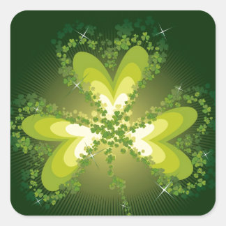 Sticker Carré Saint Patrick's Day Shamrock Lucky Clover Leaf