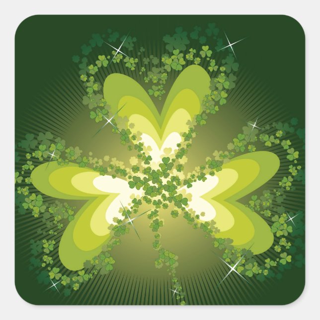 Sticker Carré Saint Patrick's Day Shamrock Lucky Clover Leaf (Devant)