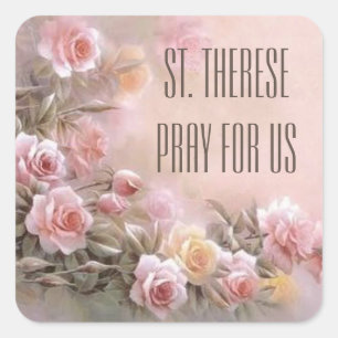 Sticker Carré Saint Therese de bouquet floral de rose de rose