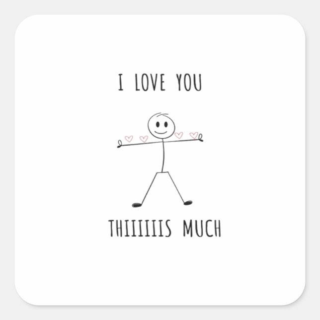 Sticker Carré Saint-Valentin à figure bâton minimale (Devant)
