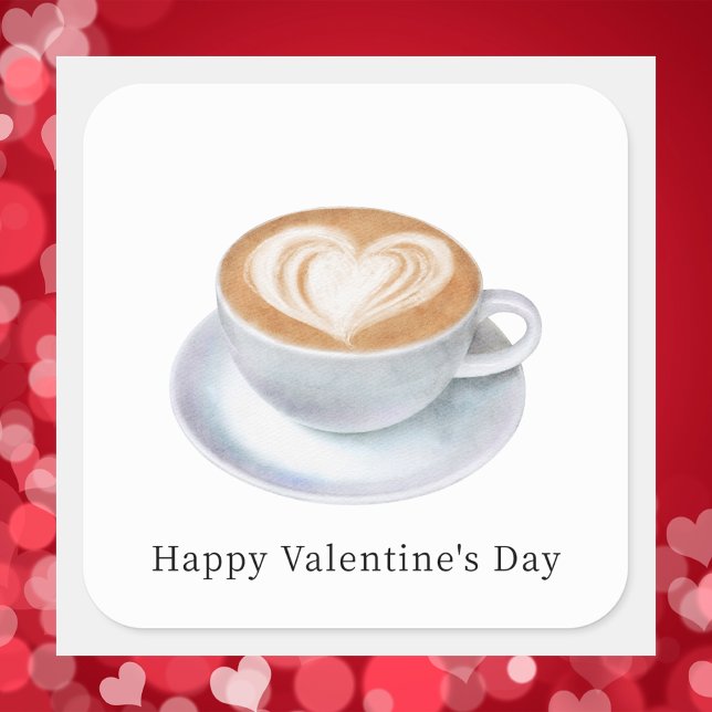 Sticker Carré Saint-Valentin aquarelle mignon (Créateur téléchargé)