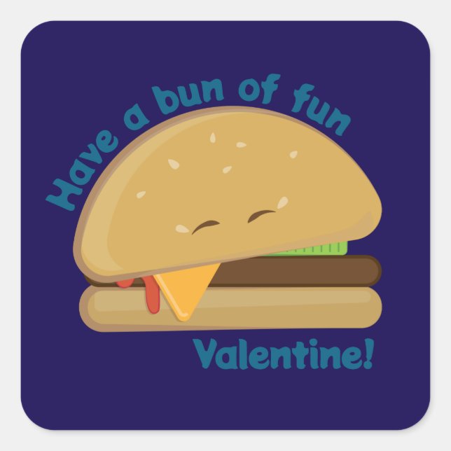 Sticker Carré Saint-Valentin Black Happy Cheeseburger (Devant)