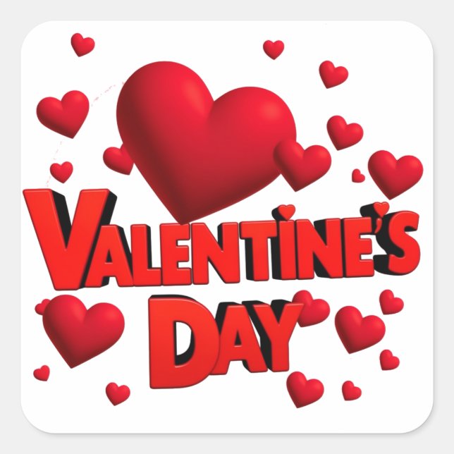 Sticker Carré Saint Valentin coeur amour (Devant)