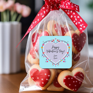 Sticker Carré Saint-Valentin des enfants mignons cœur