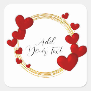 Sticker Carré Saint-Valentin élégante, Amour, Anniversaire Cœur 