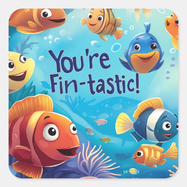Sticker Carré Saint-Valentin fin-amical pour enfants (Devant)