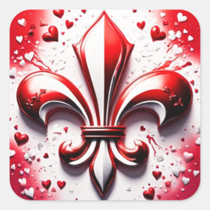 Sticker Carré Saint Valentin Fleur De Lis