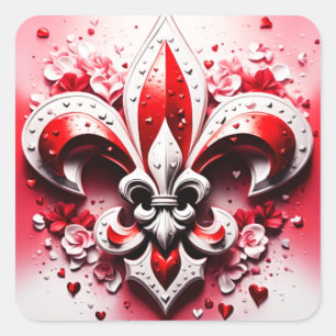 Sticker Carré Saint Valentin Fleur De Lis