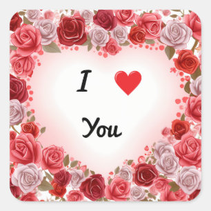 Sticker Carré Saint Valentin Je t'aime