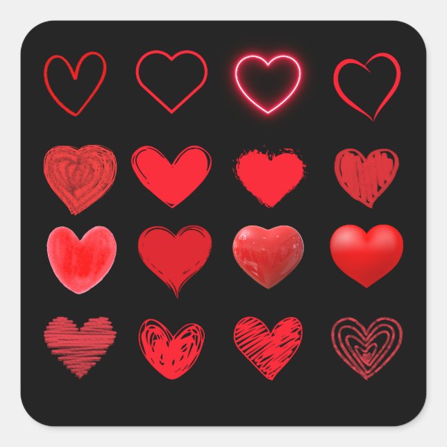 Sticker Carré Saint Valentin joli Red Heart Design (Devant)
