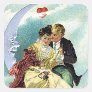 Sticker Carré Saint-Valentin victorien d'amour et de romance vin