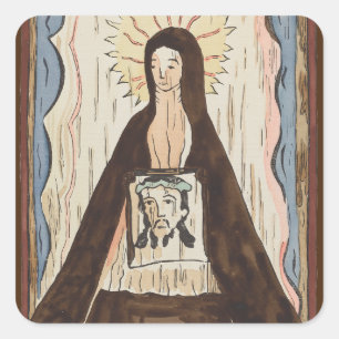 Sticker Carré Saint Veronica Jésus face à la peinture vintage