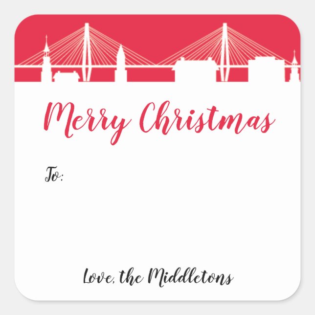 Sticker Carré Saint Ville Vacances Rouge Charleston Skyline (Devant)