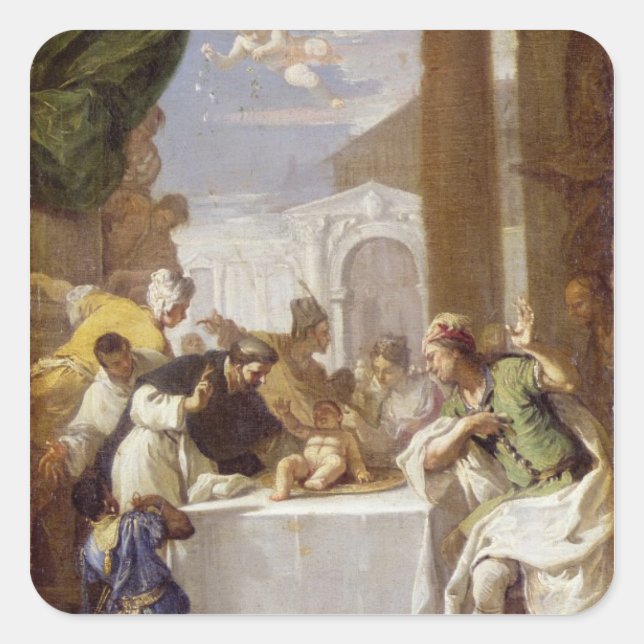 Sticker Carré Saint Vincent Ferrer accomplissant un miracle (Devant)