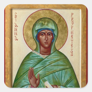Sticker Carré Sainte Anna la Prophétesse Icône Orthodoxe  