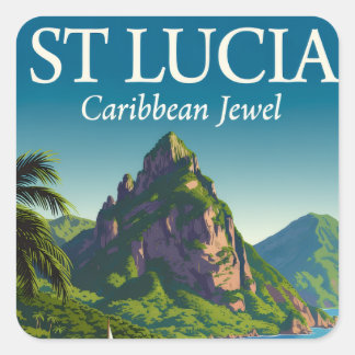 Sticker Carré Sainte-Lucie, joyau des Caraïbes