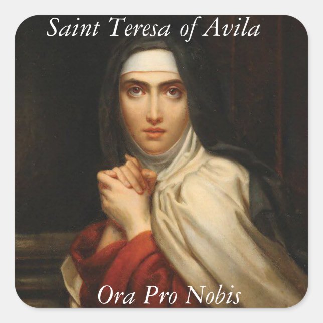 Sticker Carré Sainte Thérèse d'Avila Carmelite Nun Ora Pro Nobis (Devant)