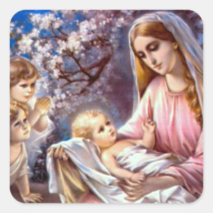 Sticker Carré Sainte Vierge Marie et Enfant Jésus