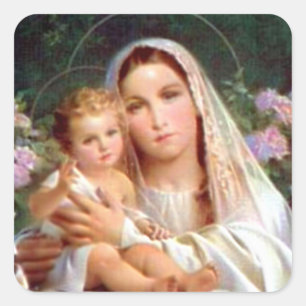 Sticker Carré Sainte Vierge Marie et Enfant Jésus