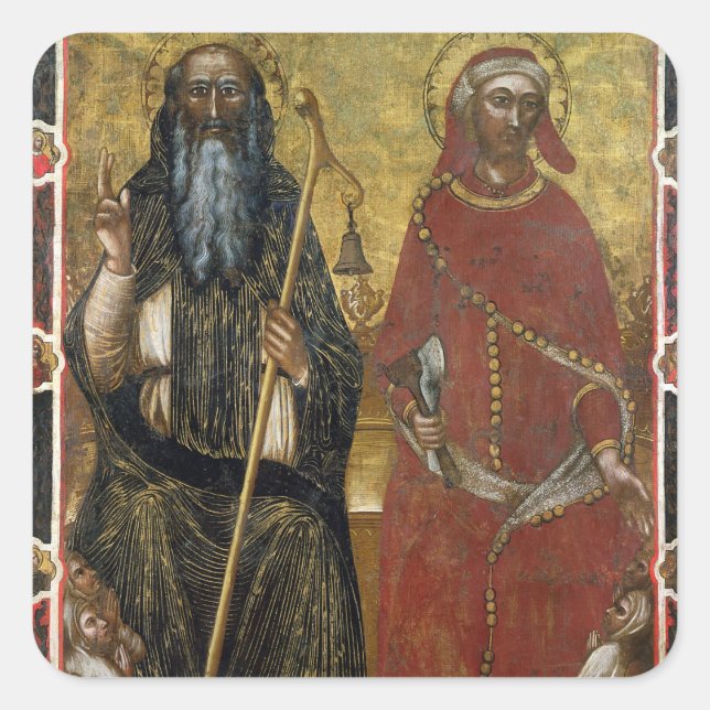 Sticker Carré Saints Anthony Abbot et Eligius - Processus peint (Devant)
