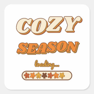 Sticker Carré Saison Cosy Chargement... Rétro 70s Typographie d'