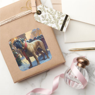 Sticker Carré Saison de Noël de Bullmastiff