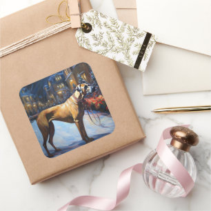 Sticker Carré Saison de Noël de Rhodesian Ridgeback