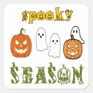 Sticker Carré saison effrayante Joyeux Halloween