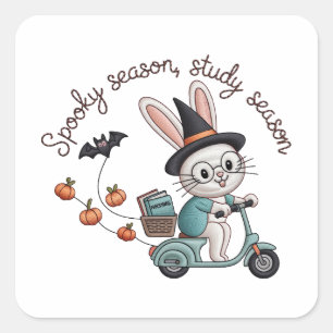 Sticker Carré Saison effrayante Saison d'étude Lapin infirmier