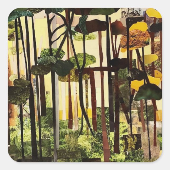 Sticker Carré Saisons II. Découpe De Papier Par Therese Kramer (Devant)